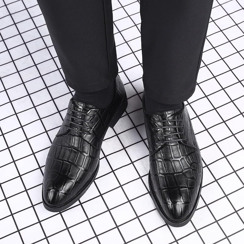 Mens Comfortable Oxfords Lace-up Classic Modern Wedding Formal Dress Shoes Leather Business Shoes(7.5) Black4