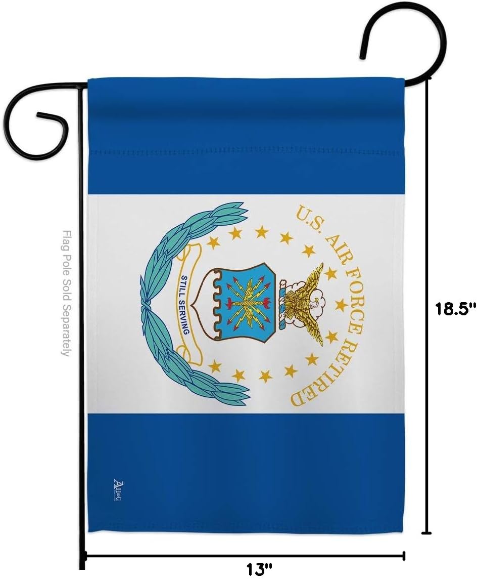 Air Force Retired Garden Flag Armed Forces USAF United State American Military Veteran Retire Official Small Decorative Gift Yard House Banner Double-Sided Made In USA 13 X 18.5