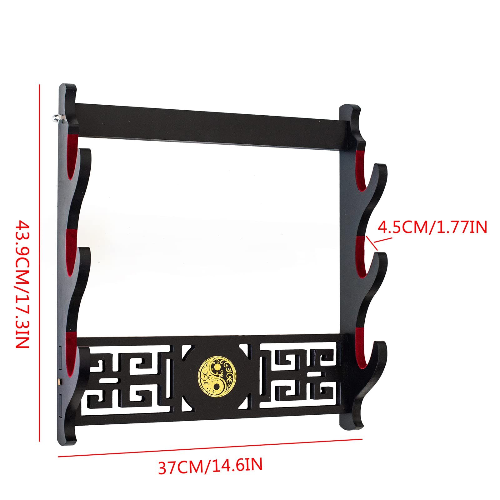 Porta spada Katana staffa da parete Samurai Spada Telaio Display Frame Red Velluto China Tai Chi Style (3 strati)