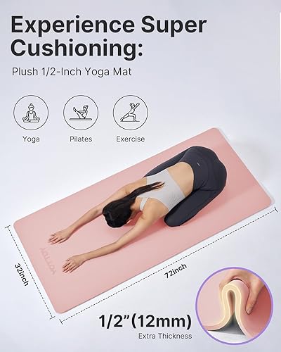 Miniatura 26 de YOTTOY Tapete de Yoga, Tapete de Yoga Extra Grueso (1/2 pulgada), Tapete Profesional de TPE para Ejercicio, Tapete de Entrenamiento Antideslizante