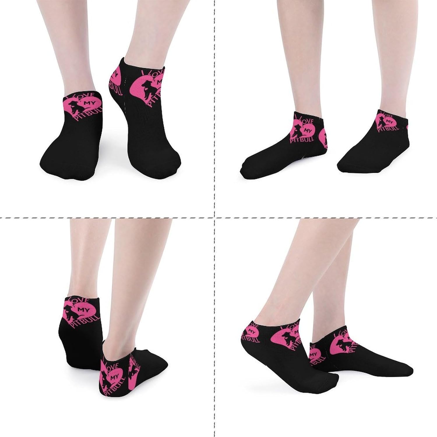 I Love My Pitbull Heart Ankle Socks for Men Women Low Cut Crew Sock Casual Sports Clothing