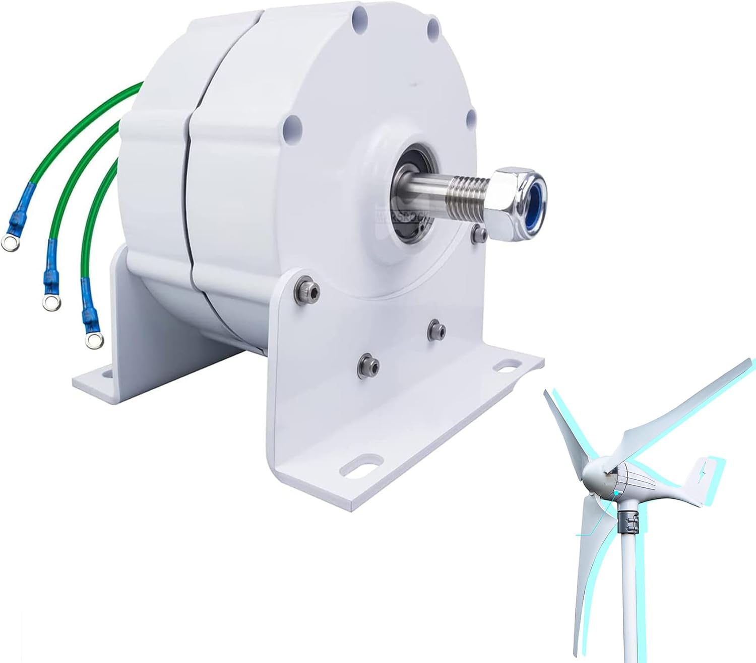 Low Speed 12000W 48V 120V 220V 380V Low RPM Permanent Magnet Wind Turbine Generator, Free Energy Motor DIY for Home Use(White)