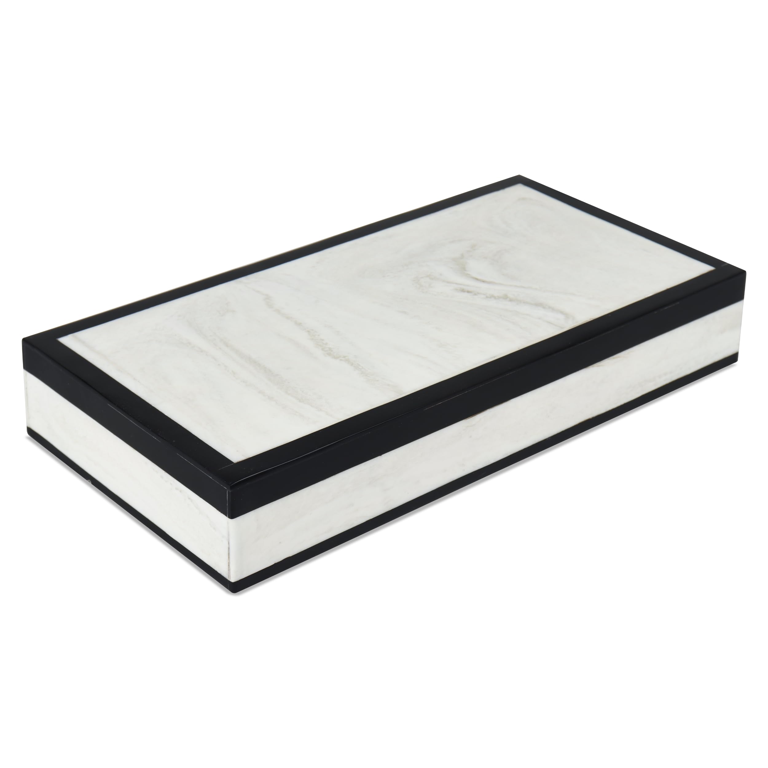 Handicrafts Home Large Decorative Storage Box with Lid, Black White Modern Storage Box