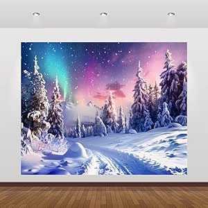 CRTPOD Winter Scenery Backdrop Nature Snowy Forest Snowflake Wonderland Background