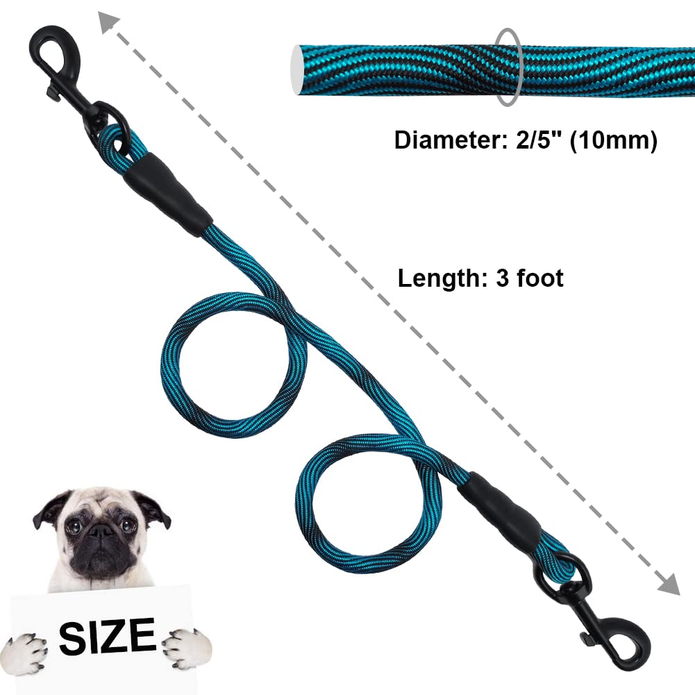 BTINESFUL Cuerda corta de amarre de 3 pies, nailon duradero para entrenamiento de perros, correa corta para perros grandes, medianos y fuertes