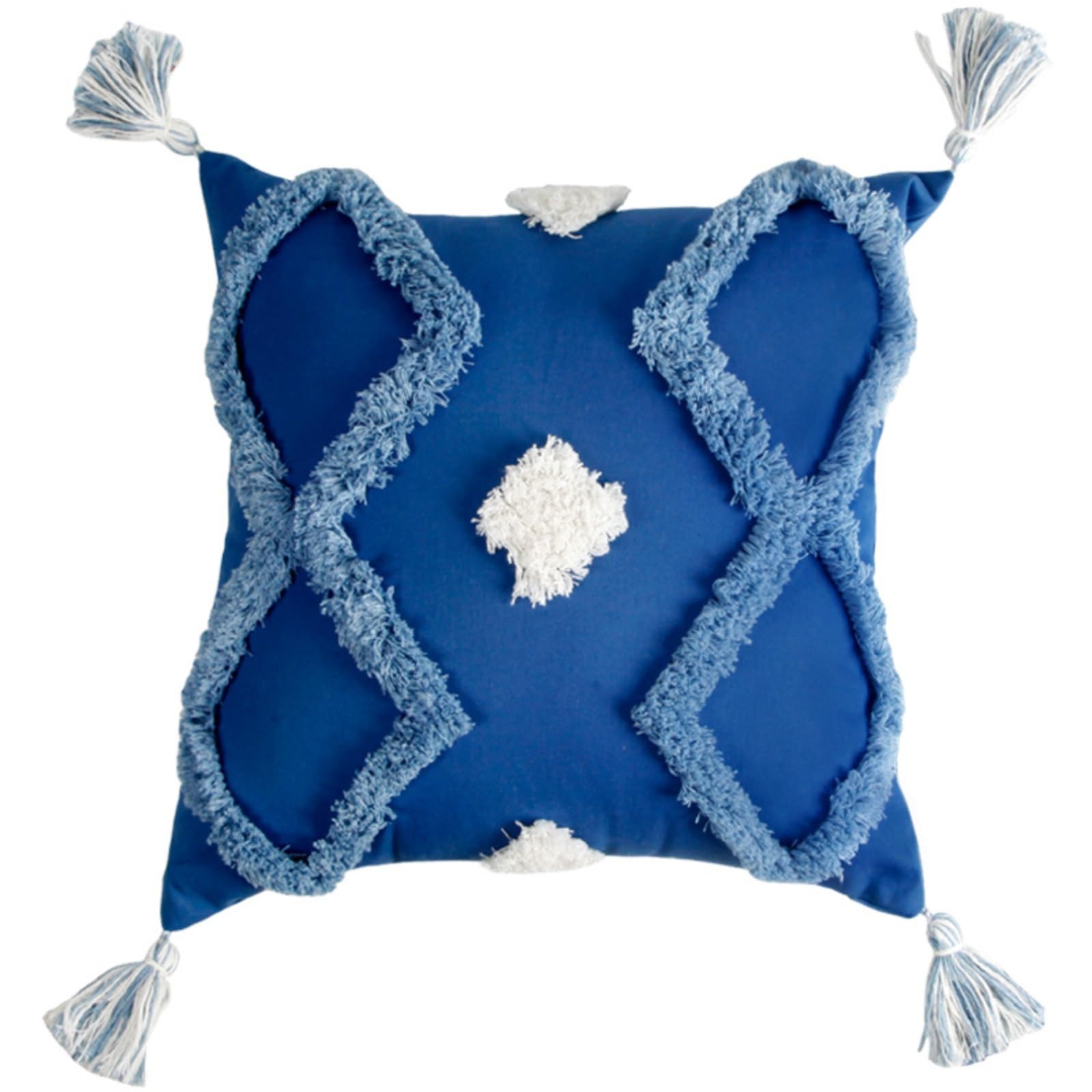 Housse de coussin bleu canapé taie d'oreiller carrée géométrique tuftée