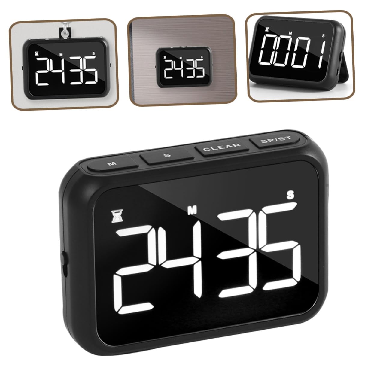 TOPBATHY 2pièces Minuteur De Cuisine Mécanique LED Minuterie De Électronique Rechargeable avec Support Magnétique Et Alarme Outil De Chronométrage pour Cuisine Boulangerie Et