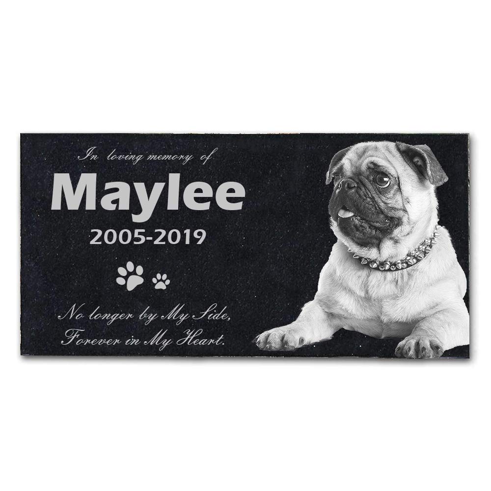 somiss Pet Memorial Stones Engraved with Pet's Photo,Personalized Cat Dog Memorial Stones Grave Markers,Granite,12