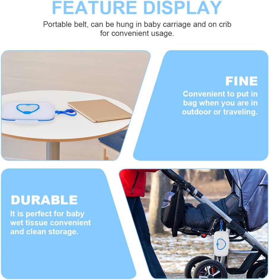 YIMINGYANG 2PCS Wet Wipe Container Portable Baby Wipe Dispenser Outdoor Refillable Wet Wipes Holder Diaper Wipe Case Storage Box for Travel Home Car Use (Color : SkyBlue) : Baby