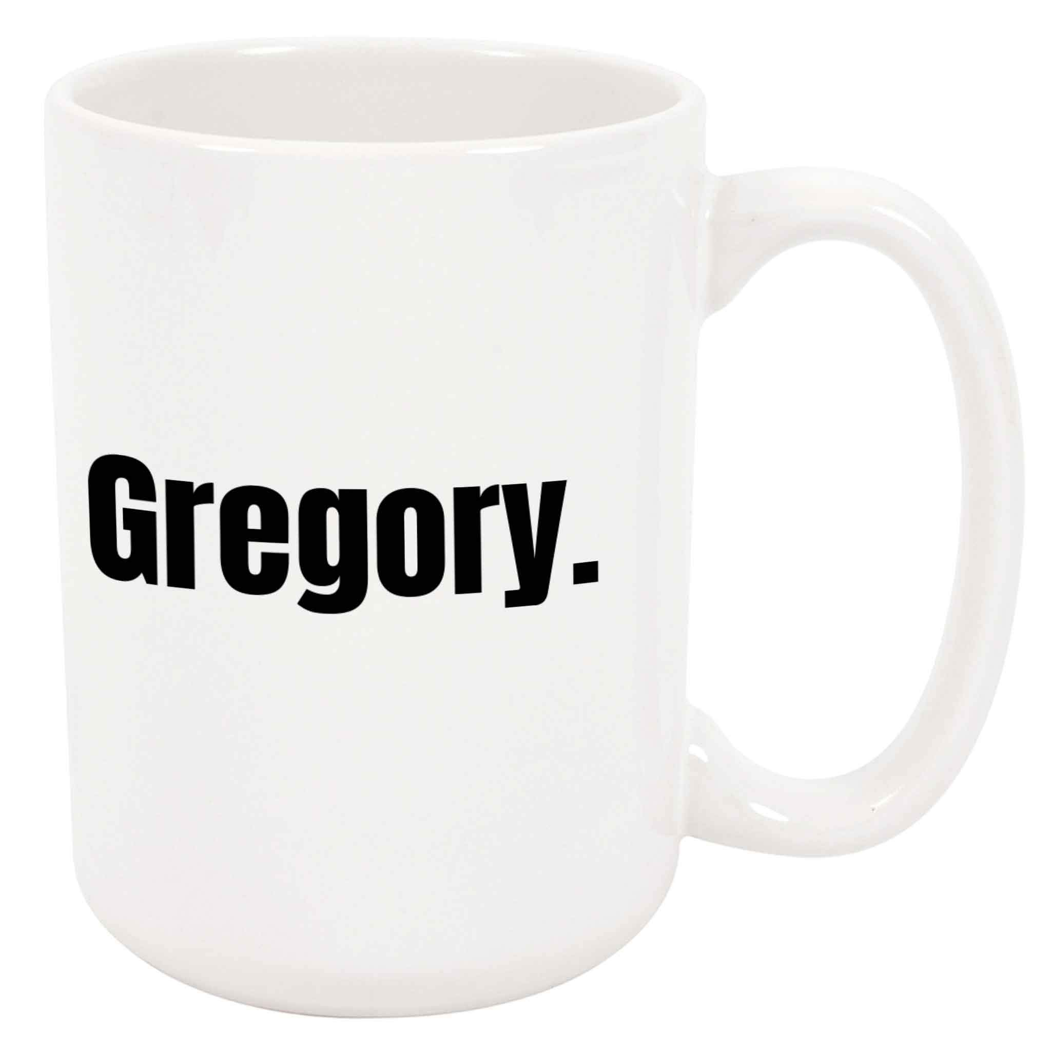 Gregory Coffee Mug - Personalized Ceramic Cup with Name, Custom Mug, Customized Birthday/Christmas Gift, Holiday Present, Black Text, 11 Oz