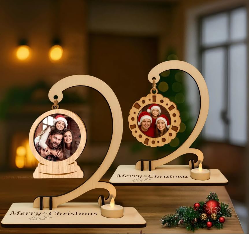Customized Personalised Christmas Photo Frame Combo Set of 2, Tabletop Frame for Christmas Vibes, Christmas Gift- Design 3-001