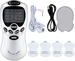 Aparelho TENS de Eletroestimulação para Fisioterapia - Portátil e Eficiente para Alívio de Dores Musculares, Massageador Muscular Acupuntura - 4 eletrodos (110v/220v) – Premium