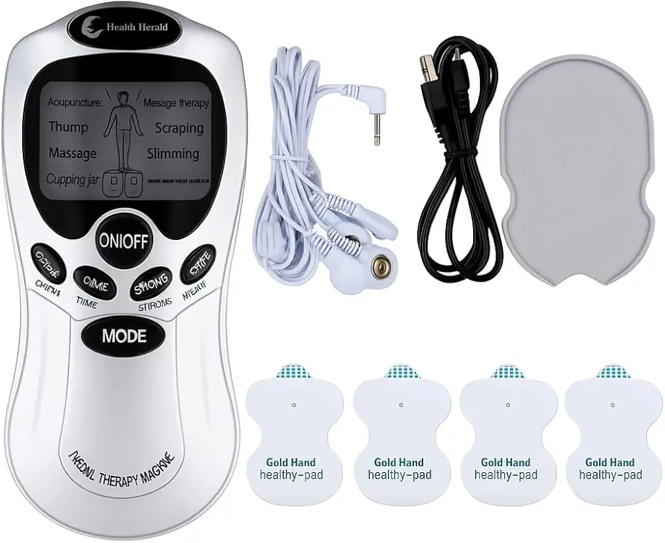 Aparelho TENS de Eletroestimulação para Fisioterapia - Portátil e Eficiente para Alívio de Dores Musculares, Massageador Muscular Acupuntura - 4 eletrodos (110v/220v) – Premium