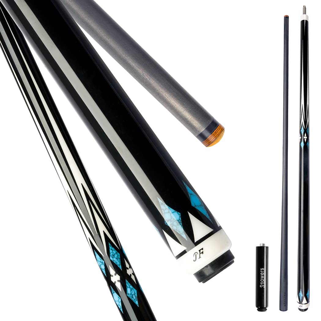 KONLLEN Jflowers Billiard Carbon Fiber Pool Cue Stick Real Inlay Technology Cue Kit with Extension(F