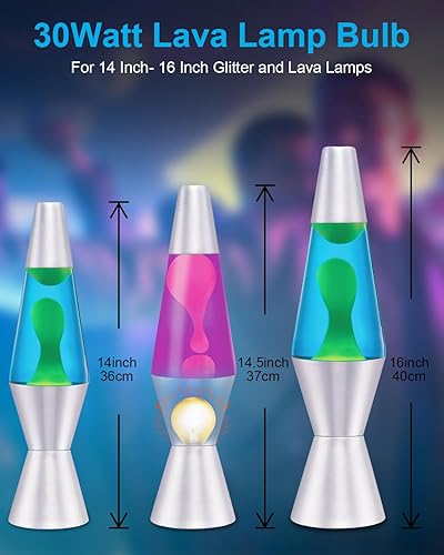 Miniatura 12 de Paquete de 6 bombillas de repuesto para lámparas de lava y purpurina – Bombillas reflectoras R39 E17 de 25 W, regulables, brillo blanco cálido