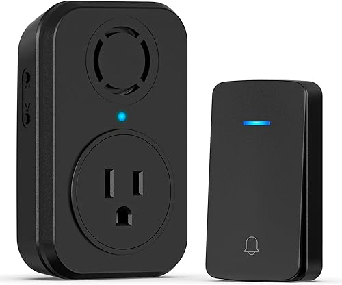 AIDA Timbre inalámbrico, timbre autoalimentado con enchufe extra, no requiere batería, botón de timbre inalámbrico, 5 niveles de volumen con 32