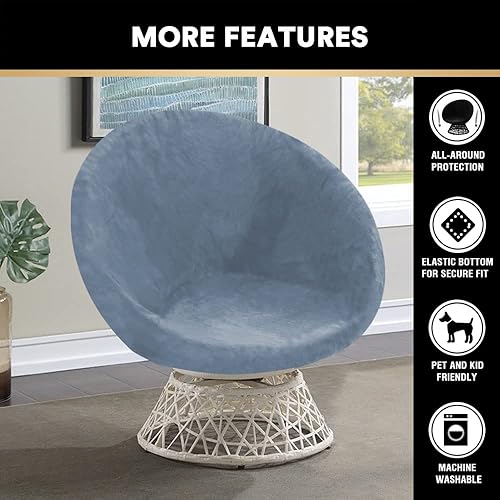 Miniatura 6 de Funda redonda de terciopelo para silla de platillo de alta elasticidad funda extraíble para silla de luna para adultos protector de muebles para