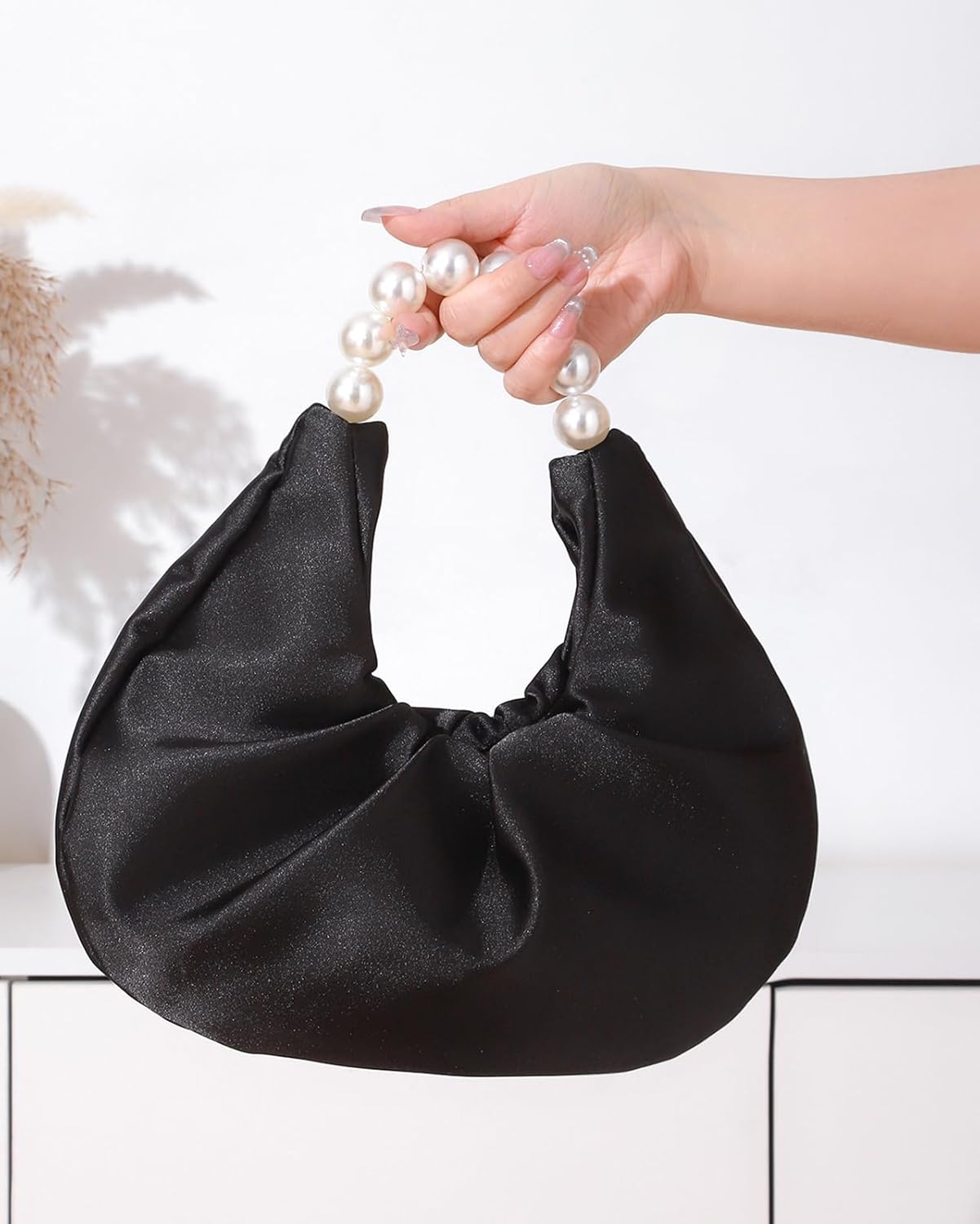 Women’s Satin Evening Bag Clutch Purse Dumpling Handbag for Women Wedding for Formal Cocktail Party