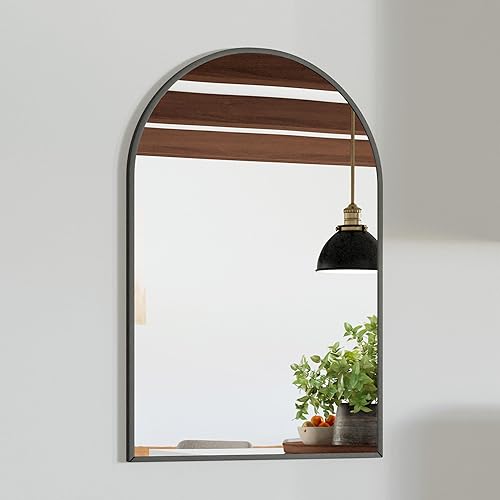 Design House Maeve 596528-BLK - Espejo decorativo de pared en forma de arco, 30 pulgadas de alto x 20 pulgadas de largo, marco de metal moderno,
