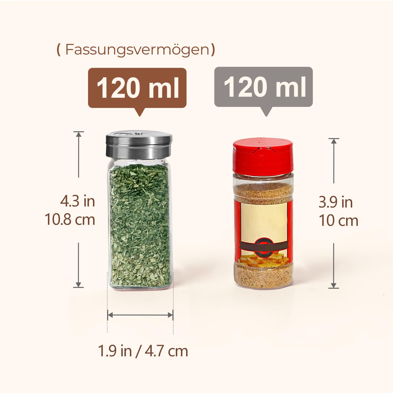 ComSaf Gewürzgläser Eckig mit Etiketten (24×120ml), Gewürzstreuer Glas mit Metalldrehdeckel, Gewürzdosen Edelstahltrichter, Gewürz Organizer, Gewürzbehälter, Spice Jars