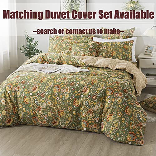 Fadfay Paisley Sheets Set Full Bohemian Damask Paisley Bedding Luxurious Green Boho Paisley Bed Sheet Set Breathable Cotton Ultra Soft 17.5'' Deep Pocket Fitted Sheet 4Pcs, Full Size #TOP5