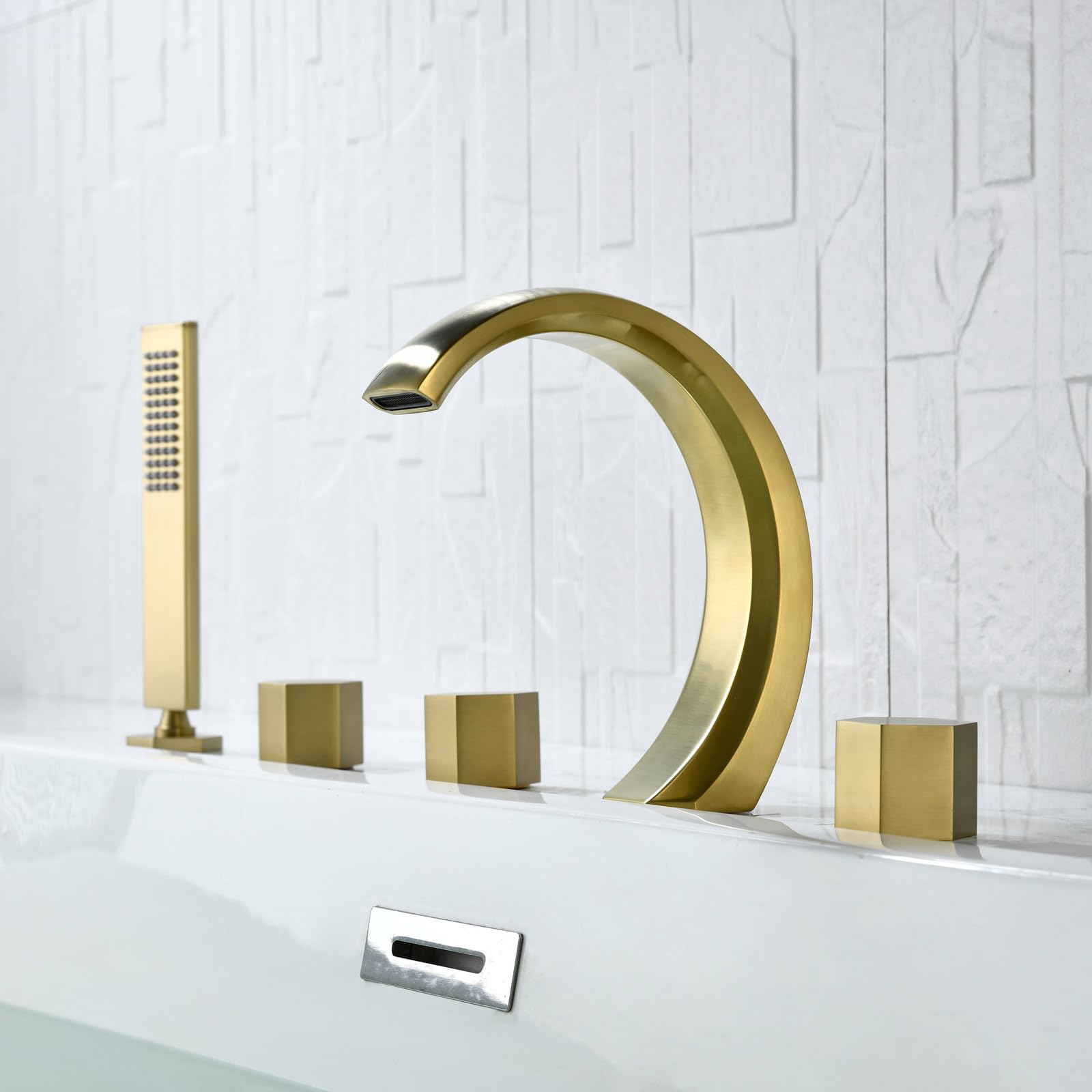 ZQFHSX Brass Shower Mixer Tap with 5 Holes - Finish, Bath Taps for Modern Bathrooms