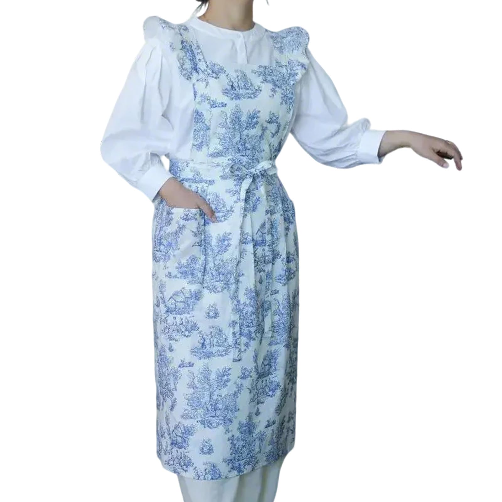 uikios Elegant French Pattern Apron Featuring Elegant Flower Pattern Waterproof Aprons for Kitchen and Cooking Enthusiasts