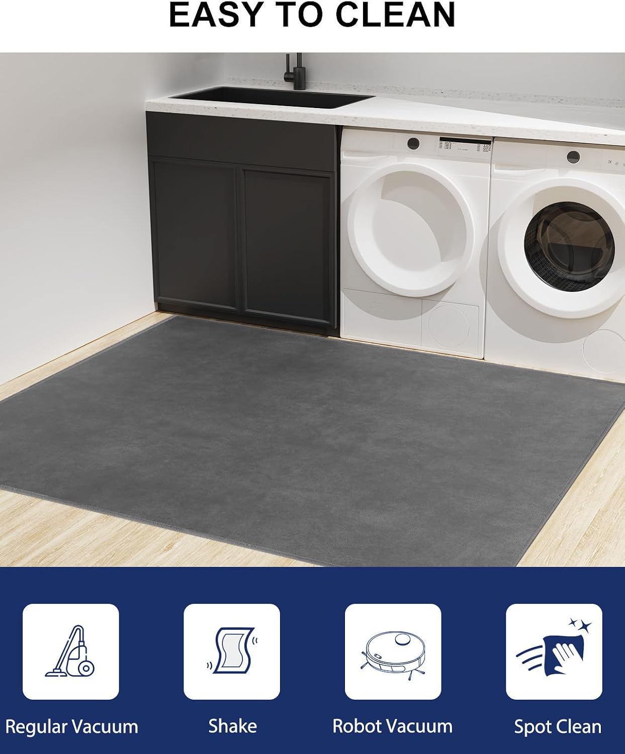 SALLOUS Chair Mat for Hard Floors, 36"x48" Washable Chair Mat Under Desk, Smooth Rolling Desk Chair Mat, Anti Slip Hard Floor Protector, Noise Reducing Desk Rug for Home Office Chair (Dark Gray)