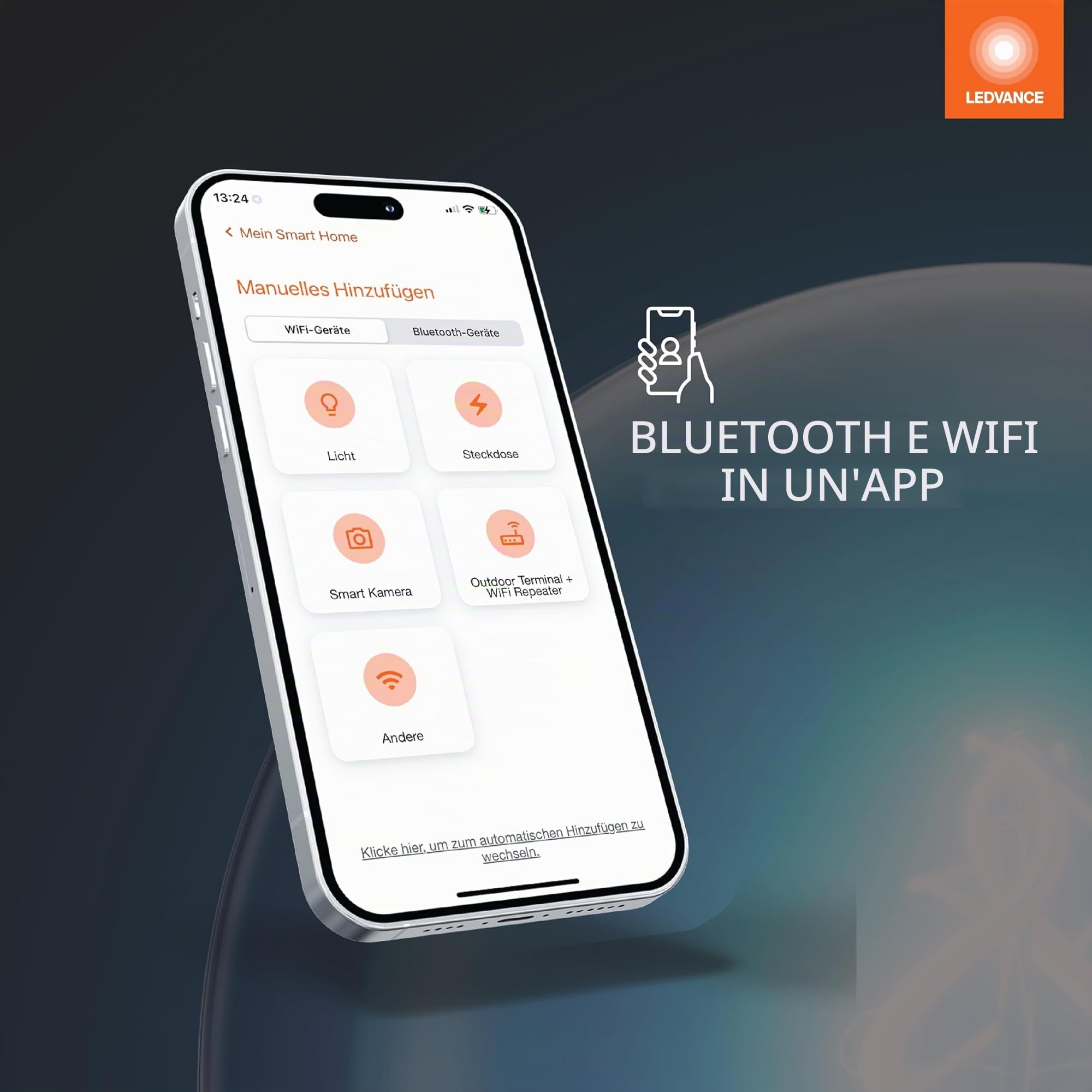 LEDVANCE SMART+ String catena di luci colorate WiFi da esterno, 4,5 W, 240 lm, nera, luce bianca calda (3000 K) e luce RGB 16 milioni di colori, controllo da app, compatibile con Amazon, Google, IP44