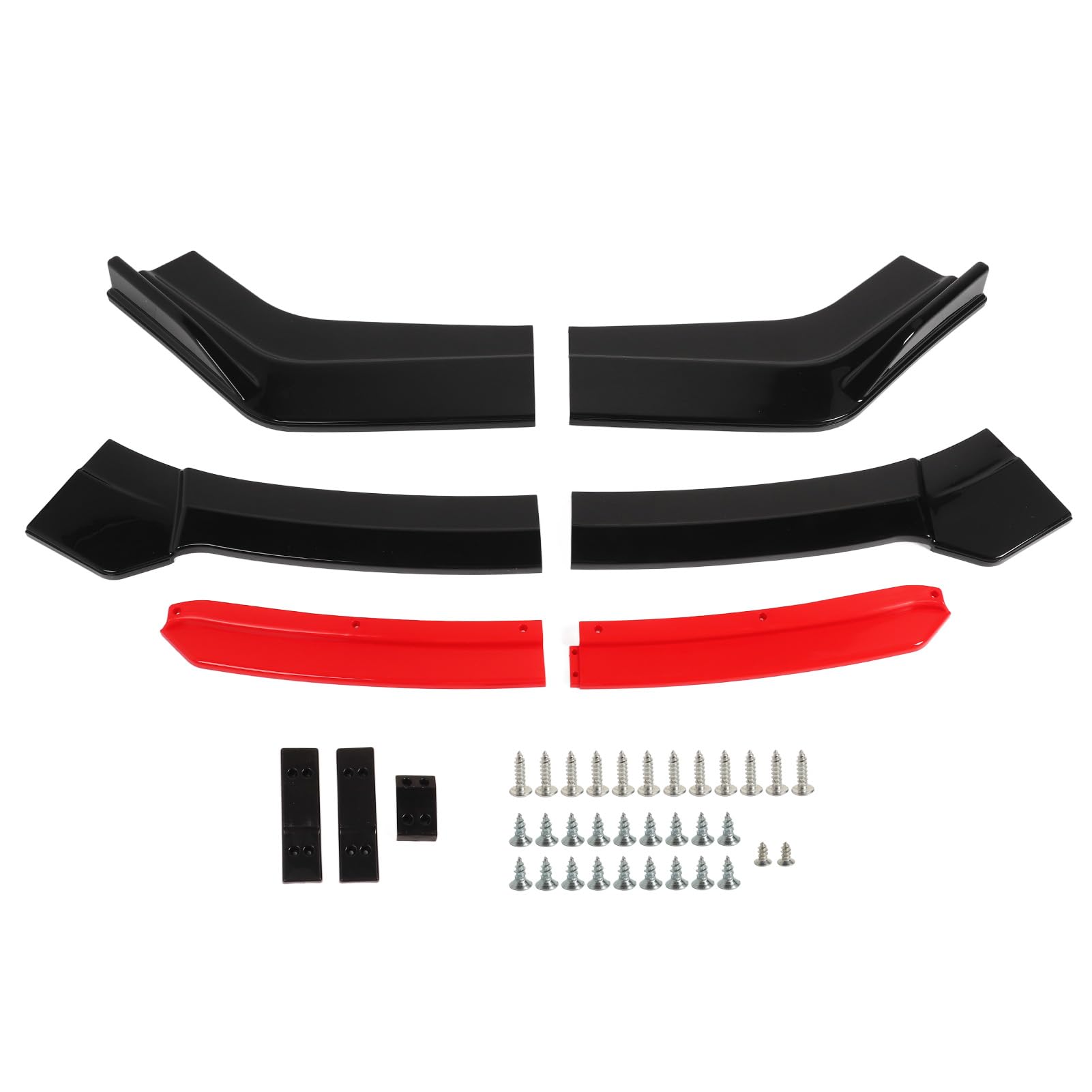 Splitter Anteriore Universale per Auto, 6 Pezzi, Separatore per Labbro del Paraurti Anteriore con Labbro Anteriore Rosso, Diffusore per Diffusore per Paraurti Nero Lucido,