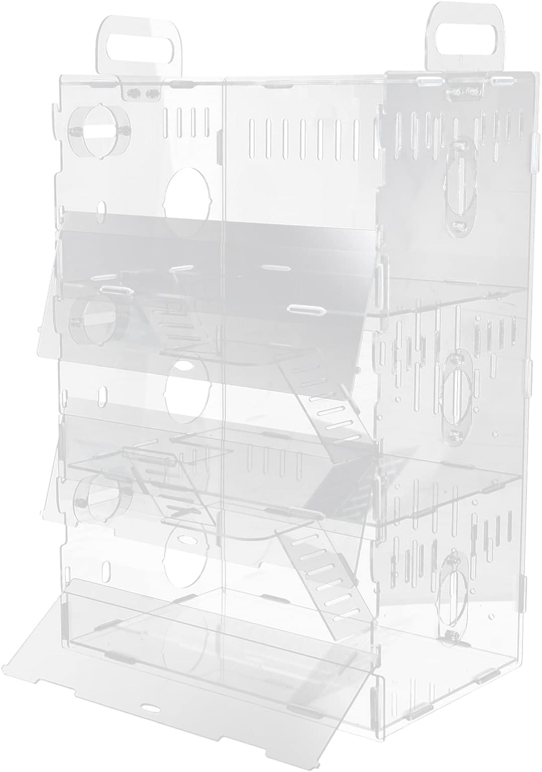 POPETPOPAcrylic Clear Hamster Cage DIY Small Pets Habitat Castle for Guinea Pig Hamster Gerbil Transparent 30X20X45CM