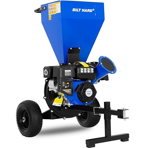 BILT HARD Wood Chipper, 7HP 212cc Heavy Duty 3" Max Wood Diameter Capacity, Gas Powered Chipper Shredders Multi-Function with Collection Bag