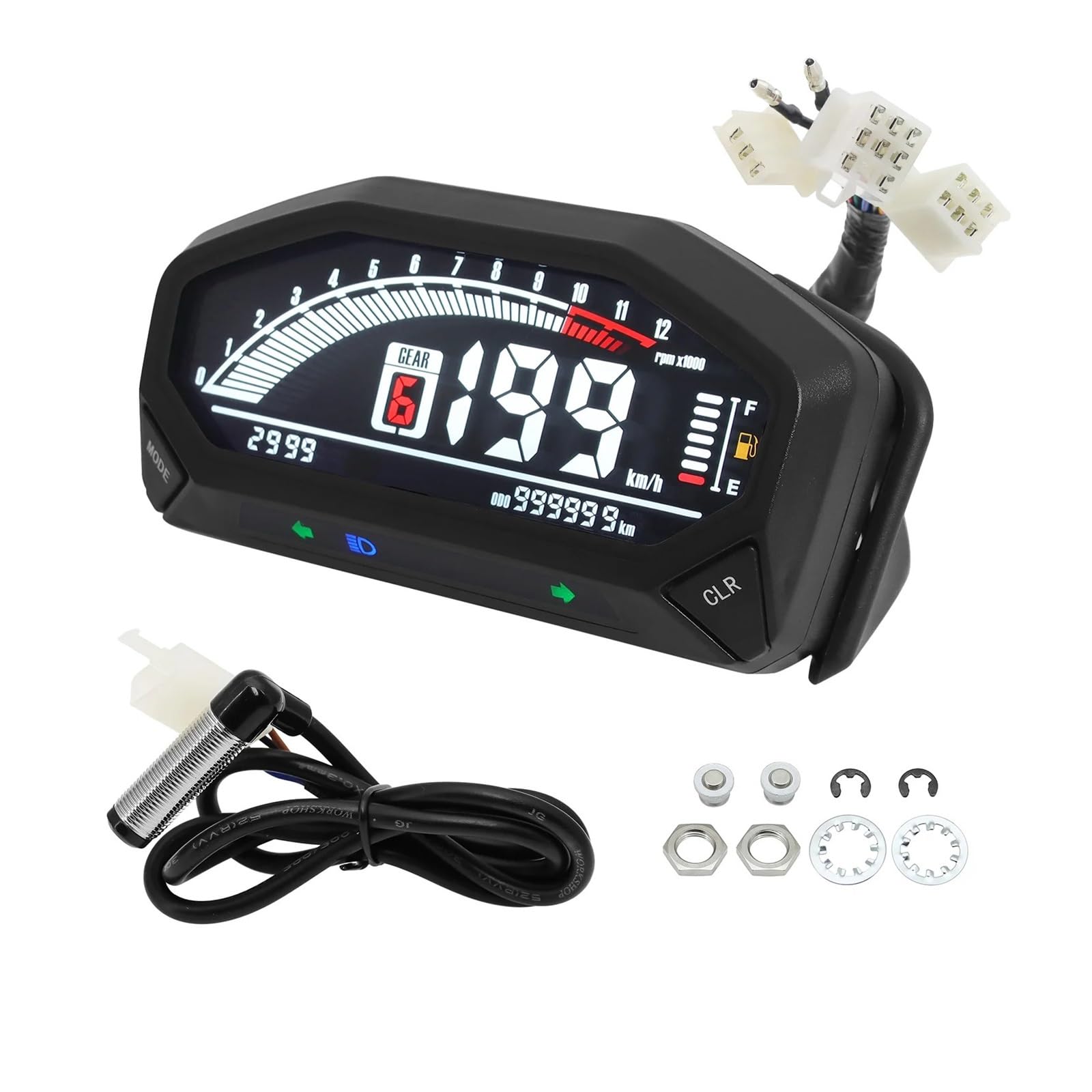 Contachilometri Accessori Per Olio Per Motociclette Tachimetro LED Universale Contachilometri Digitale Retroilluminato Contagiri Per Motori 1,2,4 Cilindri