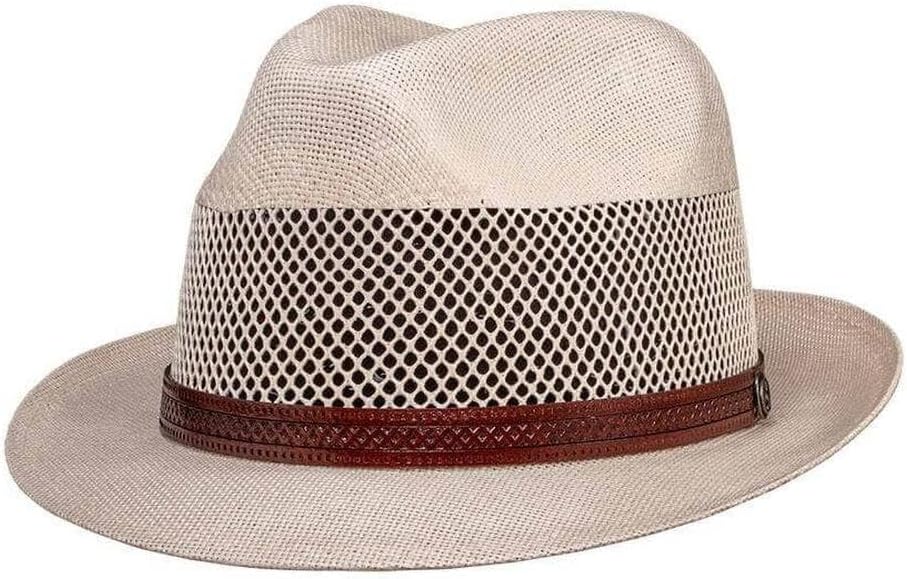 American Hat Makers Tuscany Firm Straw Fedora Hat | Handcrafted, Stylish & Durable | UPF 50 UV Protection for Men & Women
