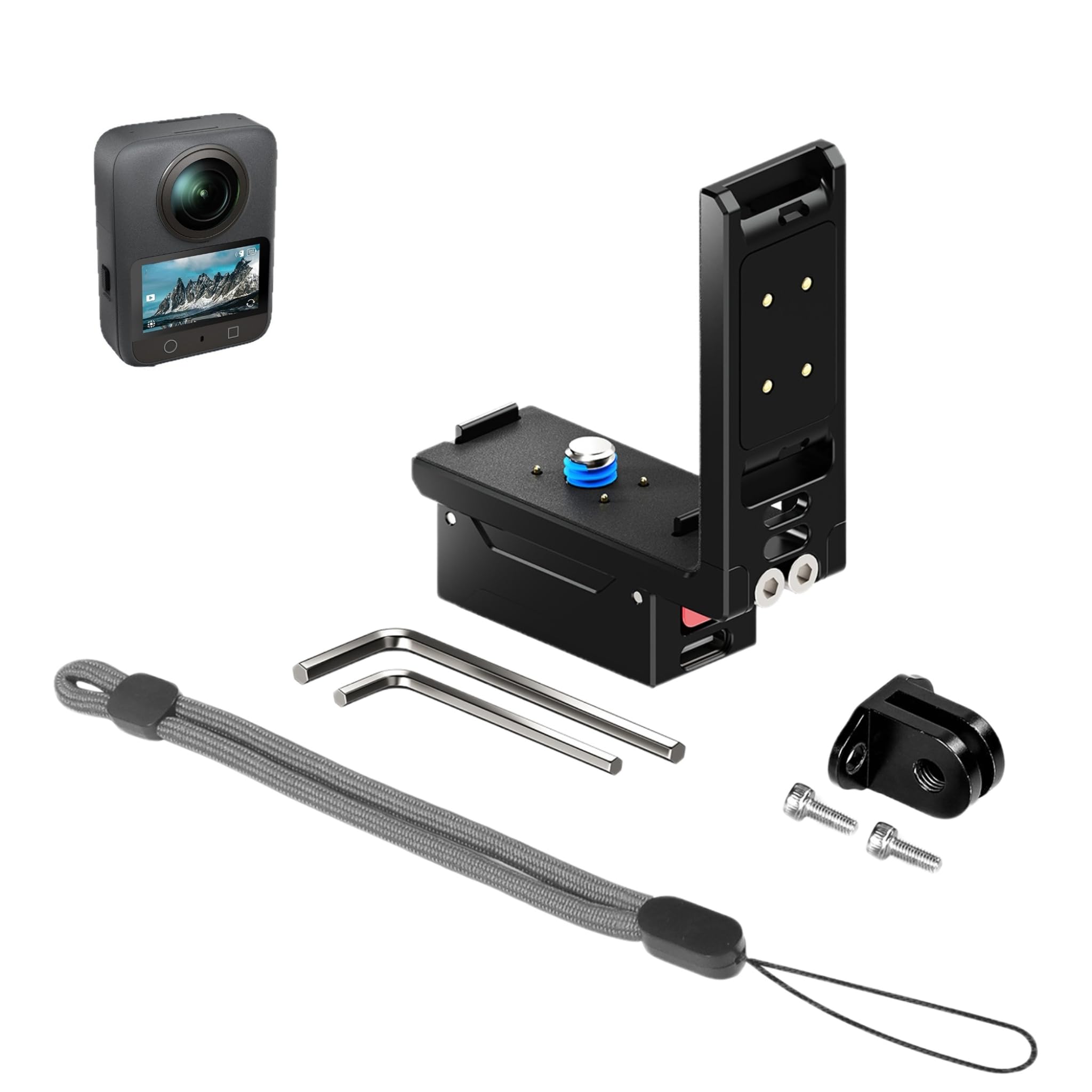 Staffa a forma di L compatibile con DJI Osmo 360, con attacco da 1/4", interruttore di scatto orizzontale/verticale veloce (versione aggiornata)