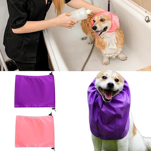 2 gorros de ducha para perros, impermeables, con correa ajustable, protección para las orejas de los perros de baño, envoltura de orejas para