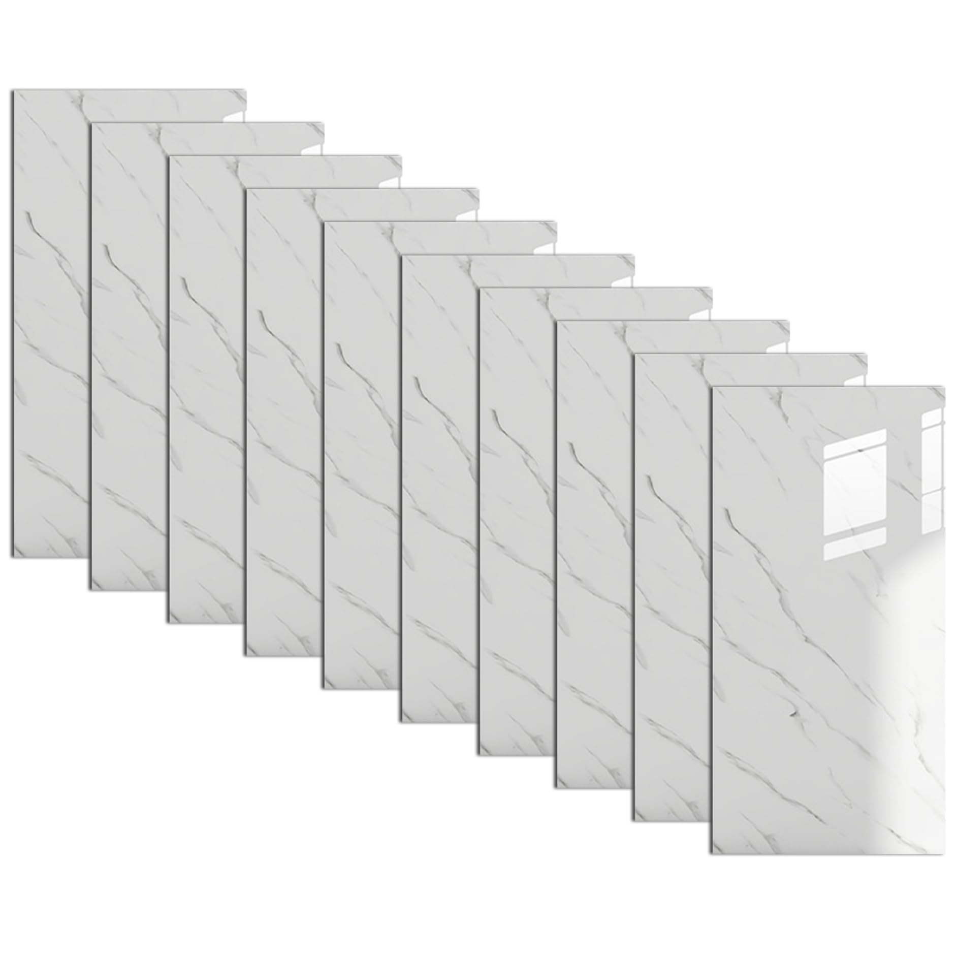Paneles de pared autoadhesivos para salpicaduras de cocina y ducha, diseño mármol blanco 10 uds