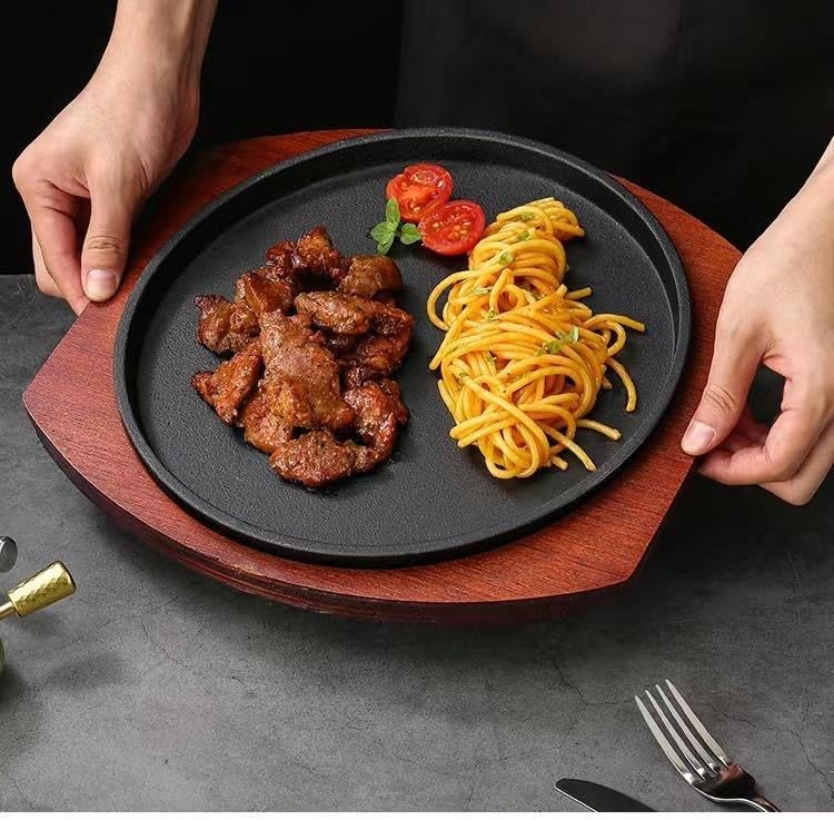Amazon｜ステーキ皿 焼肉用 ステーキ用 26cm鉄板 大判 ih対応 ステーキ