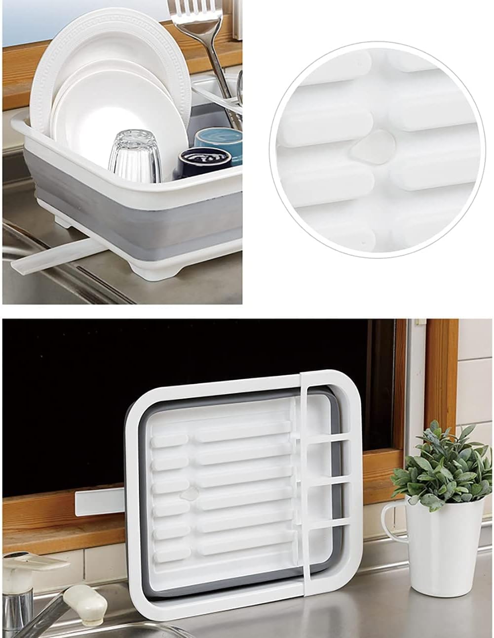 Fafcitvz Collapsible Dish Drying Rack Portable Drainer Dinnerware Kitchen RV Campers Travel Trailer Storage Tray