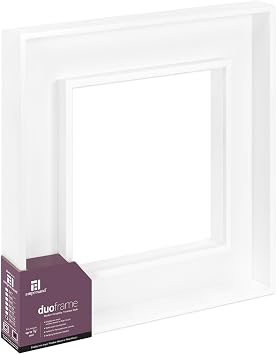 Ampersand Art Supply Duoframe | 12" x 12" | 2-in-1 Solid Hardwood Art & Canvas Frame in White Finish for Painting Panels, Mounted Photos & Wall Artwork