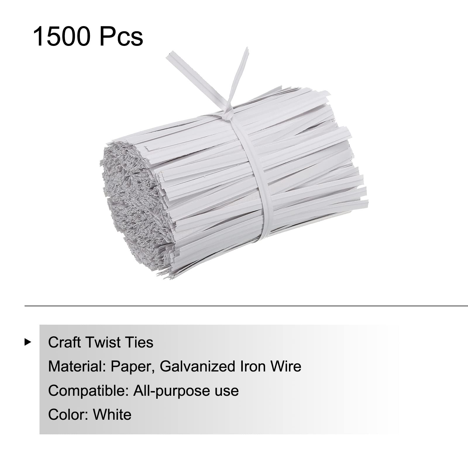PATIKIL Twist Ties 3" Paper Closure Tie for Party Tying Gift Bags Candy, Bread, Arts Crafts White Pack of 1500 - Image 3