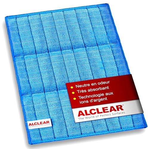ALCLEAR 950017 Torchon Antibactérien Ultra Microfibre Antibak avec Argent, Couleur : Bleu, 17 X 23 cm, Non Pelucheux, Marque Allemande