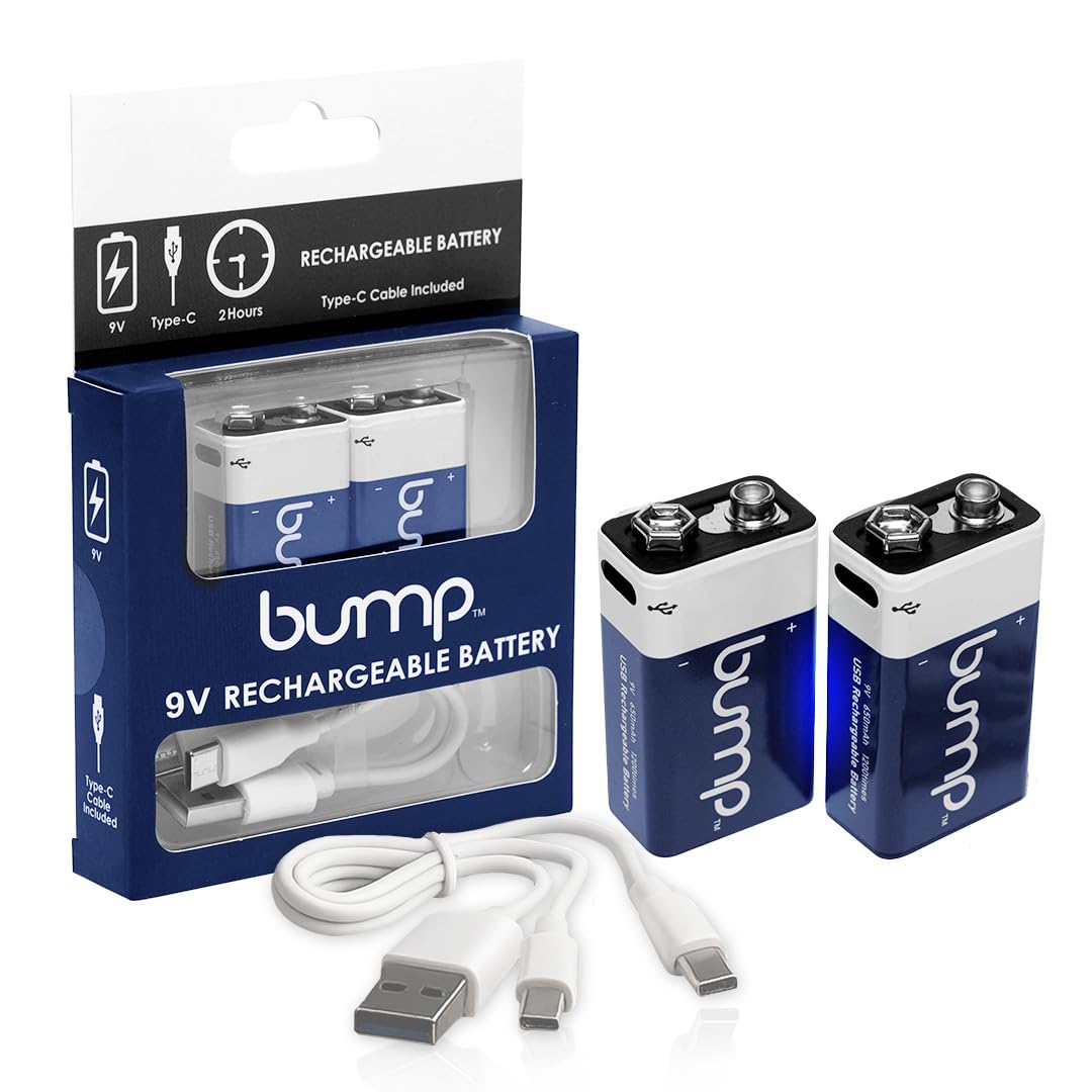 bump 9 Volt Rechargeable Batteries - 2 Pack