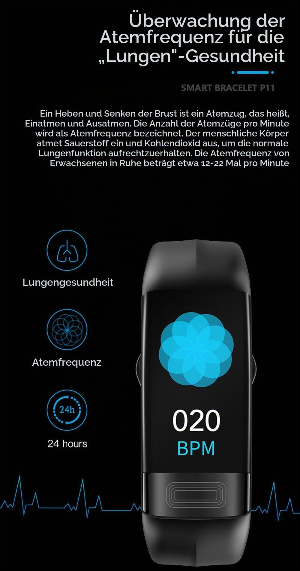 MEIION Frendorf | Smart Armband Blutdruckmonitor | EKG, Herzfrequenz, Sauerstoffsättigung & Schlaftracker Smart Armband mit Blutdruckmonitor, EKG, Herzfrequenz, Sauerstoffsättigung & Schlaftracker