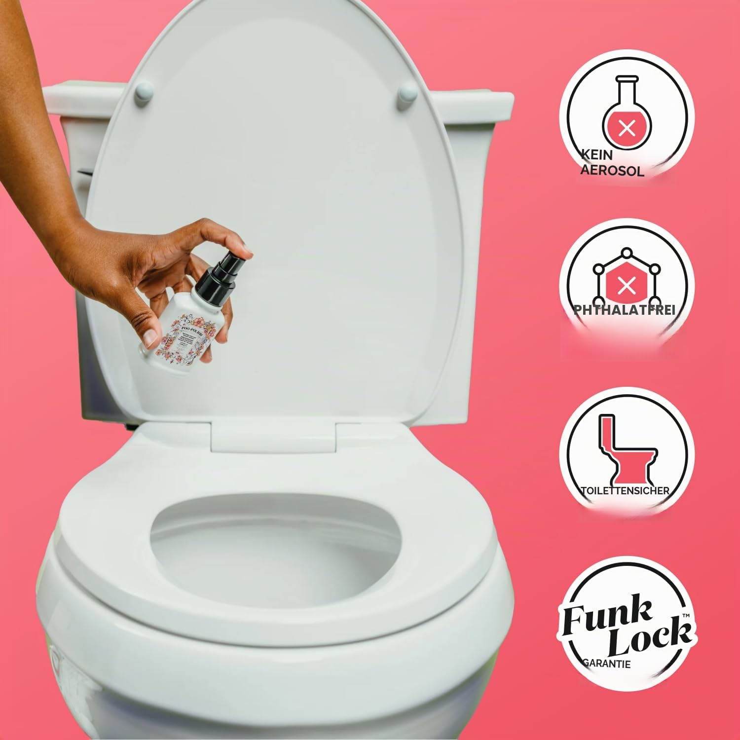 Pourri Bright & Balmy WC-Duft - Das Fresh Flush Set - 5 Mini Bad-Lufterfrischer - als WC-Duftspray oder Bad-Raumspray - fängt schlechte Gerüche vor der Ausbreitung ein - 5 x 59 ml