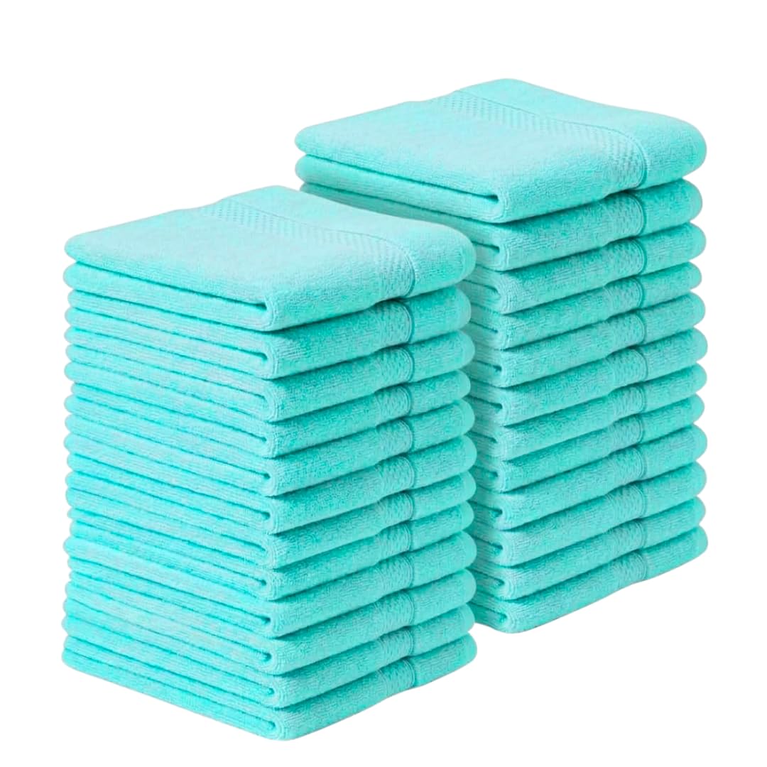 Diamond Tex Premium flannels/Washcloths 100% Cotton face cloth (30x30 cm 600 GSM) – Soft Flannel Face cloth, (Blue Lagoon, Pack of 2,4,6,8,12,24,36,48) (2, Mint)