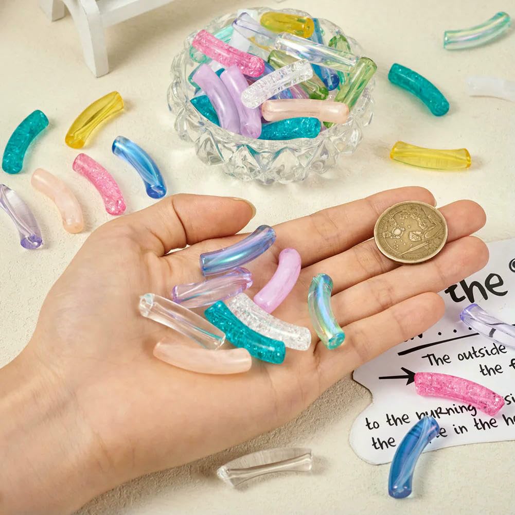 160 cuentas de tubo acrílico transparente para pulseras, cuentas curvas, cuentas deslizantes para pulseras DIY, suministros para hacer joyas, 160 colores mezclados