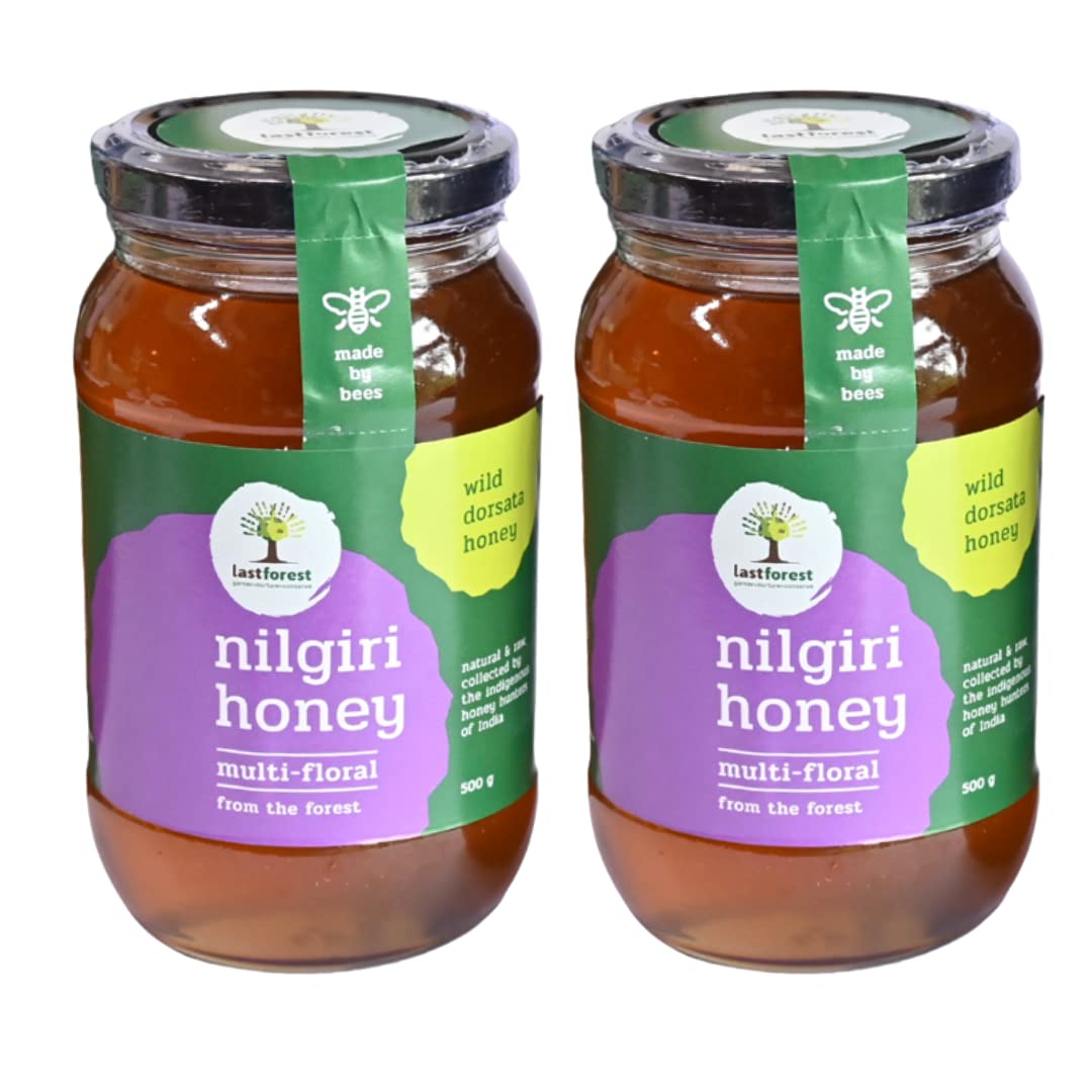 Last Forest Wild Origins Honey 500g, Unprocessed and Unpasteurized Raw Honey, Wild Forest Honey with No Added Sugar or Preservatives (Pack of 2)