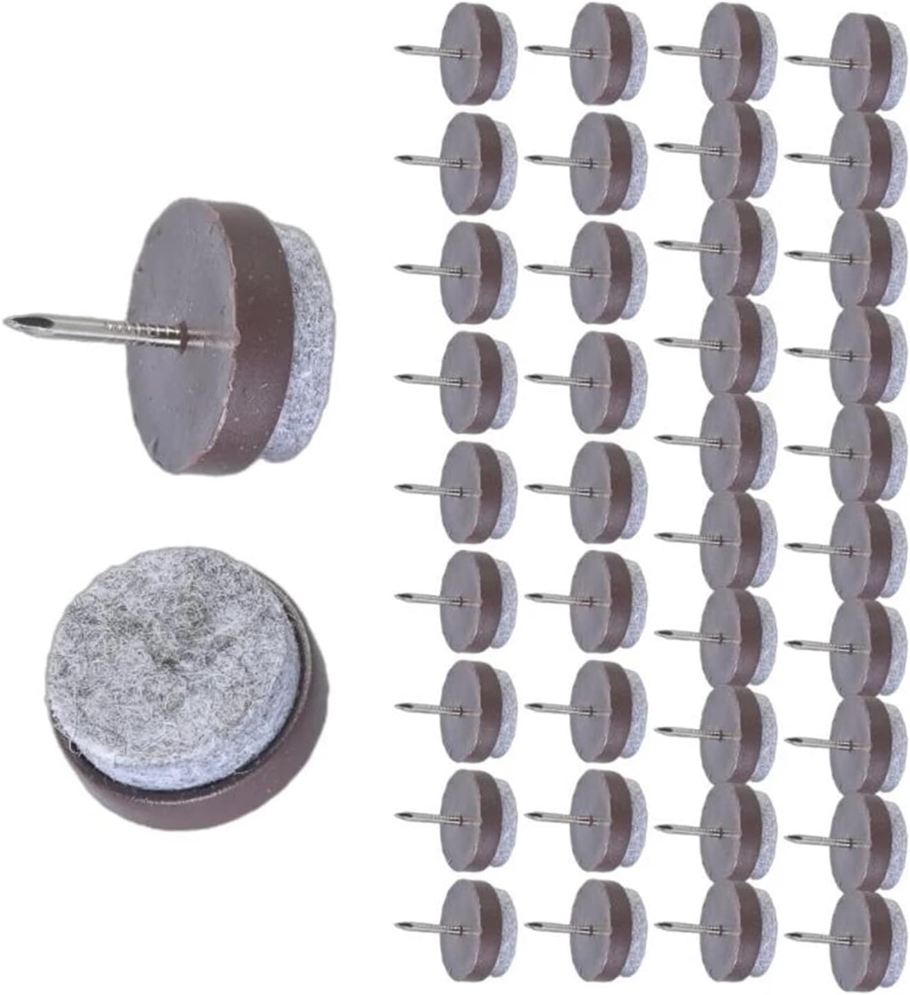 Felt Furniture Pads Chair Leg Floor Protectors Pack of 50 Sturdy Felt Furniture Glides with Nails for Protective and Scratch Prevention 22mm(Brown)