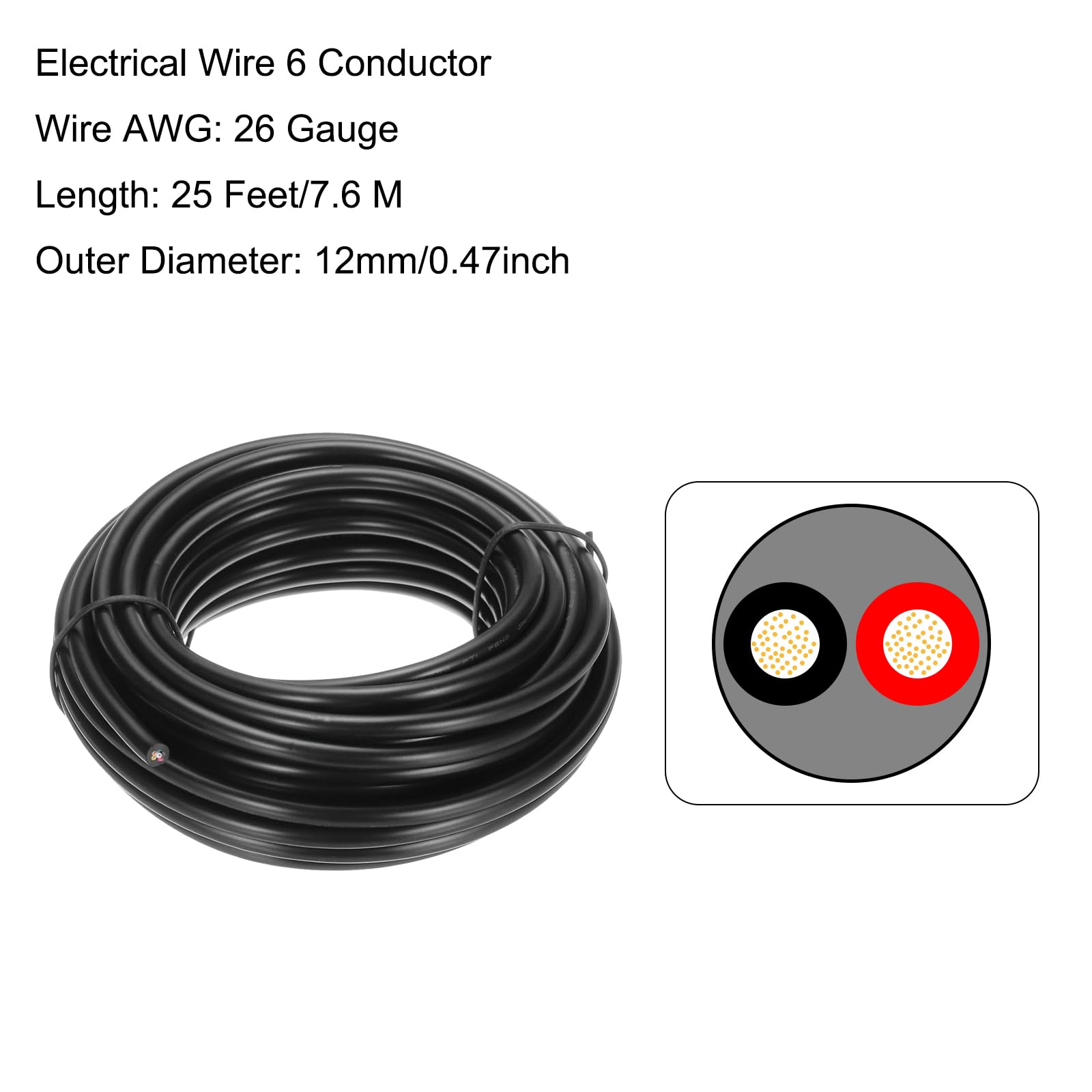 DMiotech 26 Gauge Wire Electrical Wire 6 Conductor - Image 2